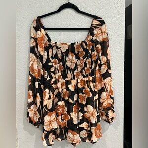 Express Floral Square Neck Long Sleeve
Smocked Romper